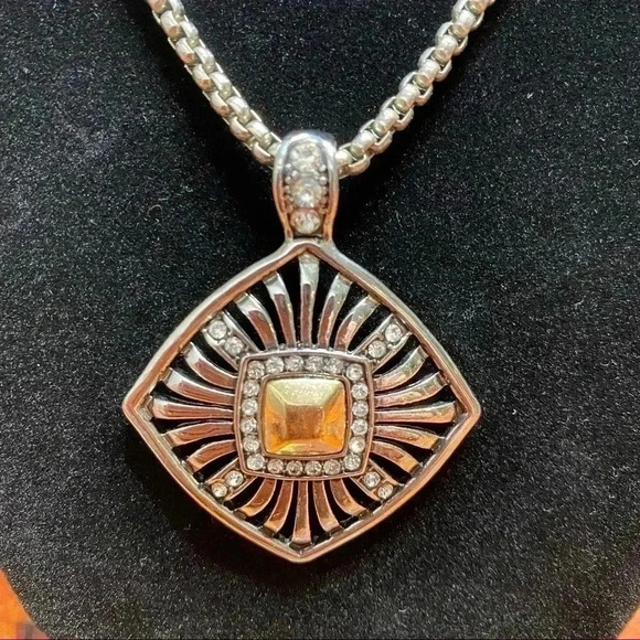 Artisan adjustable Silver pendant  with rhinestone and gold accents - Picture 3 of 4
